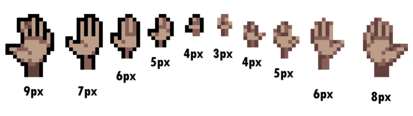 pixel hands