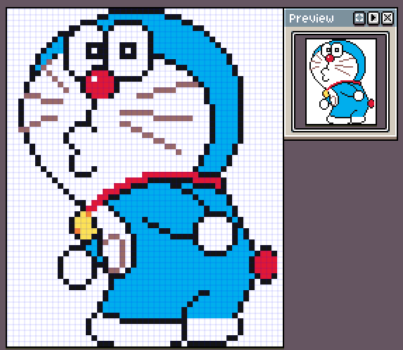 像素画网格画手绘图案课堂：哆啦A梦小叮当机器猫