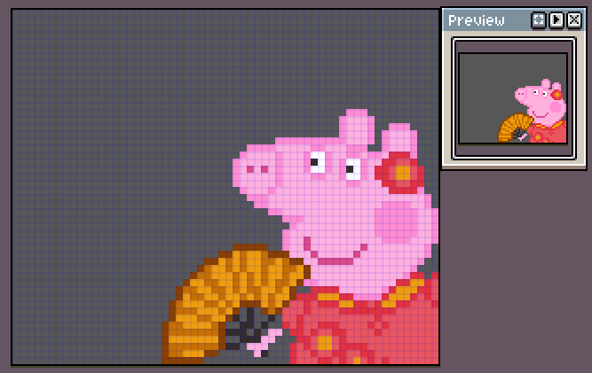 可爱简单小猪佩奇像素画网格画手绘图案