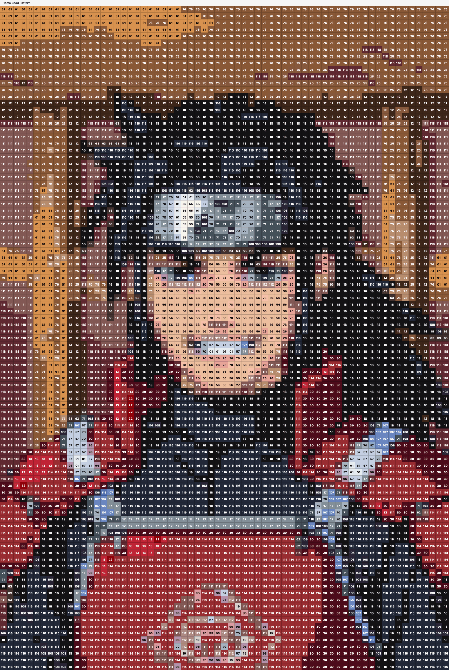Image2pixel Classic Lab 拼豆图纸导出示例